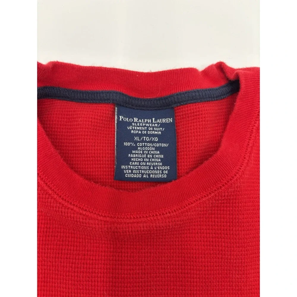 Polo Ralph Lauren Outdoor Thermal Shirt XL Red Waffle Knit Cotton Pony Logo